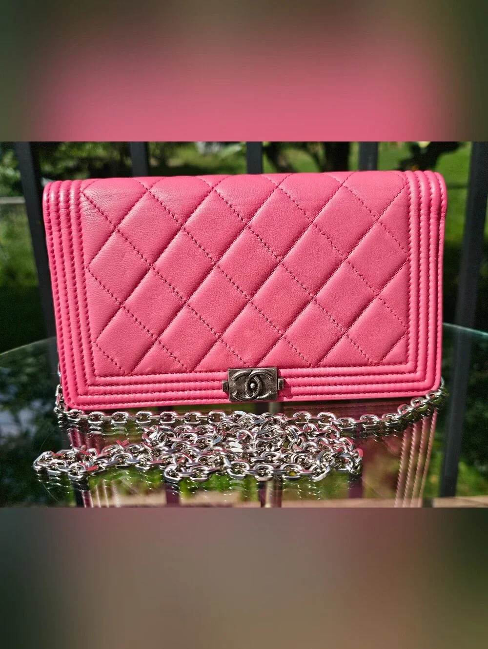 Chanel Long Boy Wallet In Bubble Gum Pink